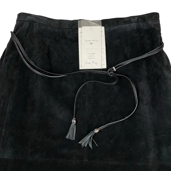 NWT Pamela McCoy Genuine Leather Western Boho Midi Skirt Black Large - Picture 7 of 15